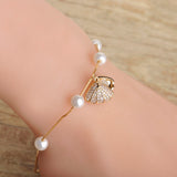 Dazz Simulated Pearl Copper Zircon Bracelets