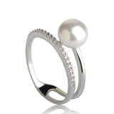 Dazz Simulated Pearl Cubic Zircon Finger Rings Luxury Rhinestones