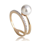 Dazz Simulated Pearl Cubic Zircon Finger Rings Luxury Rhinestones