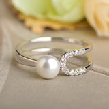 Dazz Simulated Pearl Wedding Thin Copper Ring