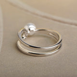 Dazz Simulated Pearl Wedding Thin Copper Ring