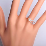 Dazz Simulated Pearl Wedding Thin Copper Ring