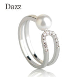 Dazz Simulated Pearl Wedding Thin Copper Ring