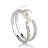 Dazz Simulated Pearl Wedding Thin Copper Ring