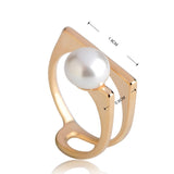 Dazz Special Design Finger Rings Gold Color Simulated Pearl