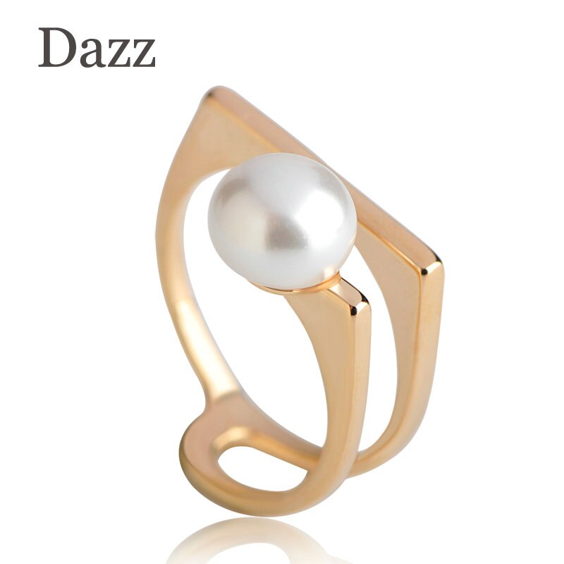 Dazz Special Design Finger Rings Gold Color Simulated Pearl