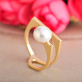 Dazz Special Design Finger Rings Gold Color Simulated Pearl