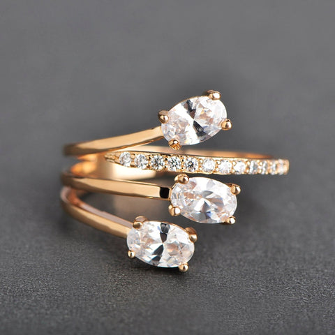 Dazz Three Layers AAA+ Zircon Finger Rings