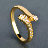 Dazz Unique Design Cubic Zircon Tiny Thin Ring Gold Color