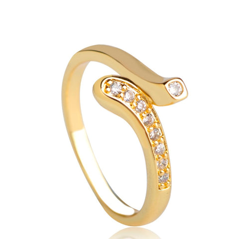 Dazz Unique Design Cubic Zircon Tiny Thin Ring Gold Color