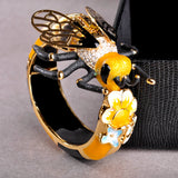 Dazz Yellow Insect Bangle Bee Element AAA Zircon Characteristic Enamel Bracelet