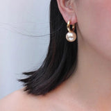 Designer Jewelry Fashion Big Round Pearl Drop Earrings High Quality Gold Dangle Earrings