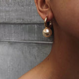 Designer Jewelry Fashion Big Round Pearl Drop Earrings High Quality Gold Dangle Earrings