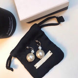 Designer Jewelry Fashion Big Round Pearl Drop Silver Dangle Earrings