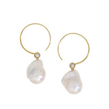 Designer Jewelry Fashion Irregular Pearl Gold Color Dangle Earrings
