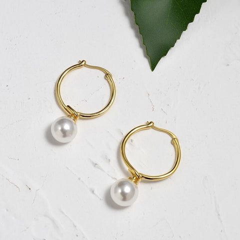 Designer Jewelry Knot Circle Pearl Gold Dangle Drop Earrings