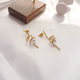 Pearl Earrings Stainless Steel Gold Color Dangle Earrings