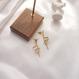 Pearl Earrings Stainless Steel Gold Color Dangle Earrings