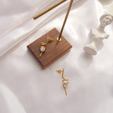 Pearl Earrings Stainless Steel Gold Color Dangle Earrings