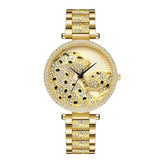 Leopard Stainless Steel Waterproof Quartz Gold Silver Wrist Watch