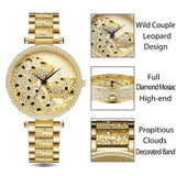 Leopard Stainless Steel Waterproof Quartz Gold Silver Wrist Watch