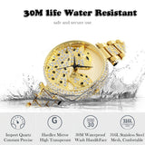 Leopard Stainless Steel Waterproof Quartz Gold Silver Wrist Watch