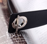 EAM Personality Black Leather Choker Necklace S#N32901