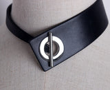 EAM Personality Black Leather Choker Necklace S#N32901