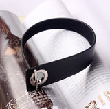 EAM Personality Black Leather Choker Necklace S#N32901