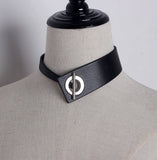 EAM Personality Black Leather Choker Necklace S#N32901