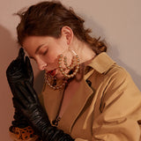 Geometric Circle Ball Drop Dangle Earrings Gold