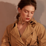 Geometric Circle Ball Drop Dangle Earrings Gold