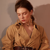 Geometric Circle Ball Drop Dangle Earrings Gold