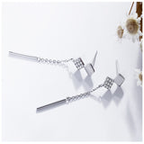 Square Pieces Geometric Design Drop Long Earrings