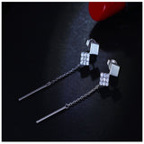 Square Pieces Geometric Design Drop Long Earrings