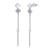 Square Pieces Geometric Design Drop Long Earrings