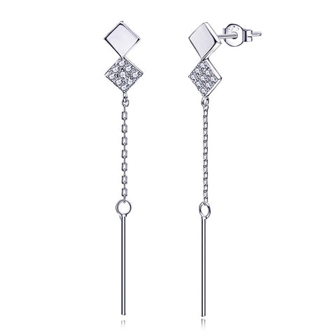 Square Pieces Geometric Design Drop Long Earrings