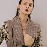 Silvery Color Big Dangle Drop Long multi - chain Letter Rhinestone Statement Earrings