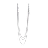 Silvery Color Big Dangle Drop Long multi - chain Letter Rhinestone Statement Earrings