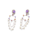 Purple Rhinestone Statement Drop Dangle Earrings