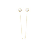 Big Pearl Long Golden Line Drop Dangle Statement Earrings