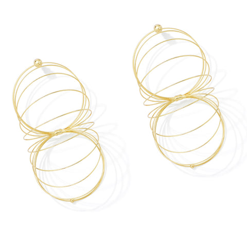 Boho Big Golden Circles Drop Dangle Statement Earrings