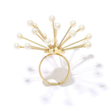 Golden Branch with Small Pearl Stud Creative Statement Earrings