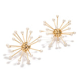 Golden Branch with Small Pearl Stud Creative Statement Earrings