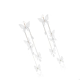 Big Boho Long White Butterfly Drop Dangle Statement Earrings