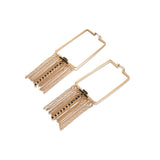 Golden Rectangle Tassel Big Statement Drop Dangle Earrings