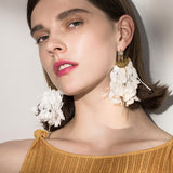 Golden Semicircle Encrusted Chain Big Statement Drop Dangle Earrings