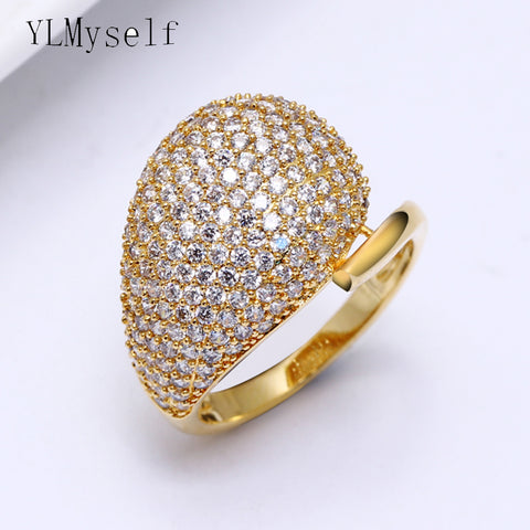 Elegant Gold/white micro pave cubic zirconia rings