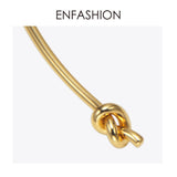 EnFashion Couple Knot Gold Color Pendants Chokers Necklace