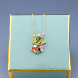 Enamel Glaze Cane Vine Colour Floret English Letter G H I Clavicle Necklace